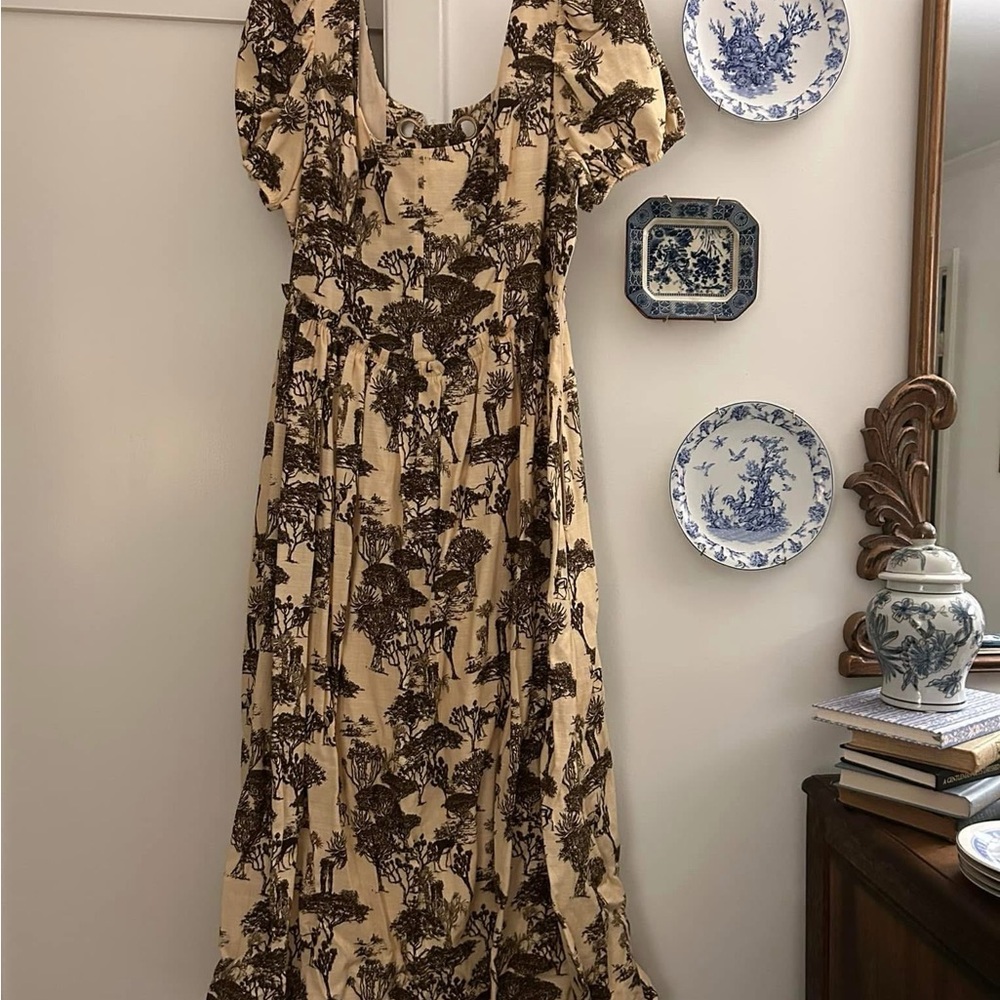 Tuckernuck Hyacinth House Brown Safari Toile Camilla Corset MIDI
